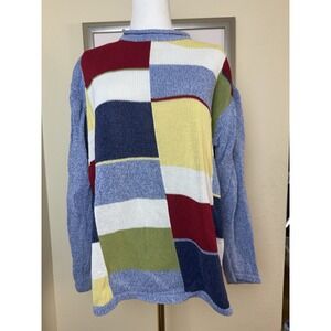 Villager Sport Liz Claiborne Sweater Colorblock 100% Cotton |‎ Size 2 (medium)